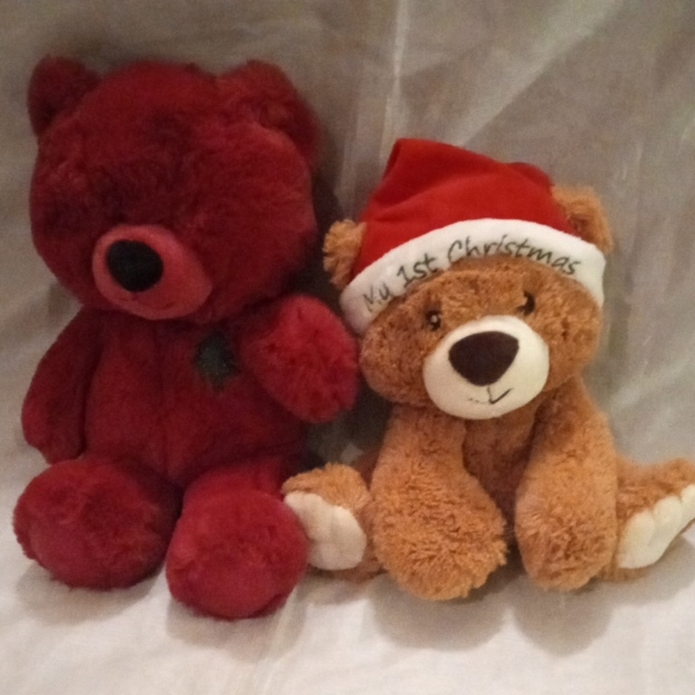 2 Holiday Plushes 1 Red The Other Brown My First Christmas